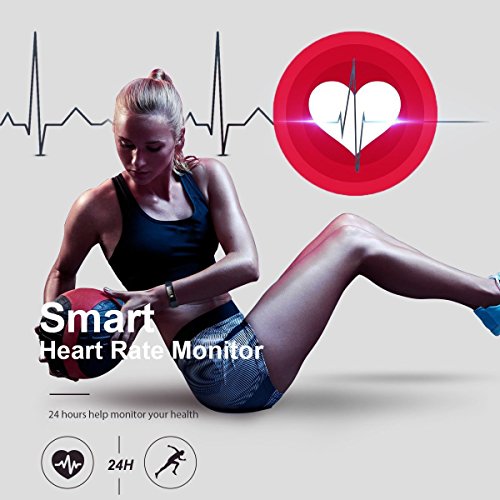 Herzfrequenz Fitness Tracker,CAMTOA ID101 Fitness Armband Pulsuhr Aktivitätstracker Wasserdicht IP67 – Schrittzähler,SMS Anrufe,Kalorienverbrauch,Kamera-Fernbedienung,ID Benachrichtigung,Musiksteuerung und Handy-Suchfunktion(USB Anschluss direkt laden) - 5