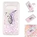 Produktbild JUNHENG Hülle kompatibel mit Samsung Galaxy S10e,Glitter Flüssig Quicksand Cover Case Clear Transparent Silikon TPU Handyhülle Bling Cute Original Schutzhülle für Samsung S10e - Violette Feder