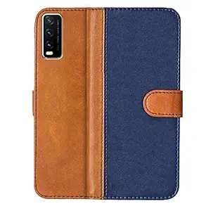 Knotyy Faux Leather Flip Case Back Cover for Vivo Y20T Foldable Stand and Inside Cards Pocket | Shockproof 360 Degree Protect |