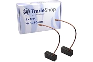 2x Trade-Shop Motorkohle Kohlebürste Schleifkohle Kohlestifte 4mm x 5mm x 10mm Kabellänge 40mm für viele KFZ PKW Motoren Antriebe Elektrowerkzeuge 12-24V