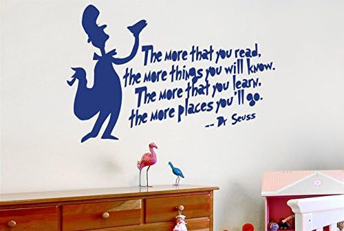 Dr Seuss The More That You Read The More Things You Will Know Wall Stickers Art Decals - Large (Height 57cm x Width 86cm) Dark Blue