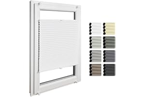 ‎HOME-VISION Home-Vision® Premium Doppelplissee Wabenplissee ohne Bohren mit Klemmfix (Weiß-Weiß, B85cm x H200cm) Modern Klemmfix Blickdicht Plissee Sonnenschutz Hitzeschutz Jalousie für Fenster Thermo