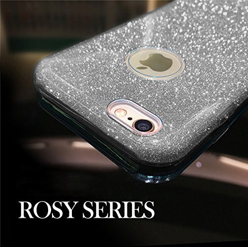 iPhone 8   iPhone 7 Funda  ZUSLAB Lujo Elegante Glitter y Brillante Brillo Carcasa de 3 capas h  brido  Ultra fino  Cubierta flexible suave del gel de TPU con estilo del dise  o para la muchacha de la mujer para Apple iPhone 8   iPhone 7  Rosy   Gradual Oro Rosa 