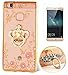 Produktbild Huawei P8(2015) Hülle mit Panzerglas,Ultra Slim Soft TPU Silikon Transparent Wasserdicht Shockproof Anti Slip Protection Schutzhülle,3D Bling Glitzer Strass Durchsichtig Weichem Silicone Thin Handy Hülle,Butterfly Blume Kristall Diamant Glänzend Stoßdämpfend Spiegel Schutz Crystal Case Tasche Etui Bumper mit Diamant Ring Halter Ständer Standfunktion Case für Huawei P8(2015) 5.2 Zoll-[kaiserkrone golden ]+Panzerglas/Schutzfolie/ Displayschutzfolie