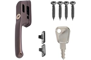 FixRello Locking Casement Window Handle – Secure Timber Window Latch with Key, Screws & Mount – Bronze, 4 Pack