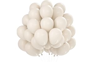 EPOKUS Luftballons Sand Weiß, 60 Stück 12 Zoll Retro Cream Weiss Latex Ballons, Matt Sand Weiß Helium Ballon, Beige Partyballon für Geburtstag Babyparties Hochzeit Valentinstag Graduierung Kommunion Party