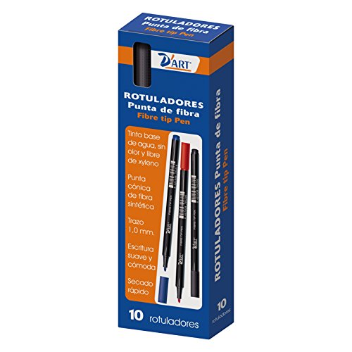 D'Art 79520 - Pack de 10 rotuladores oficina, 1 mm, color negro