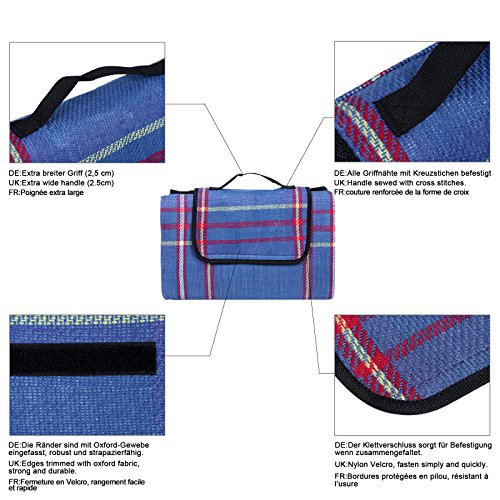 Songmics 195 x 150 cm Picknickdecke wärmeisoliert wasserdicht GCM50B - 4