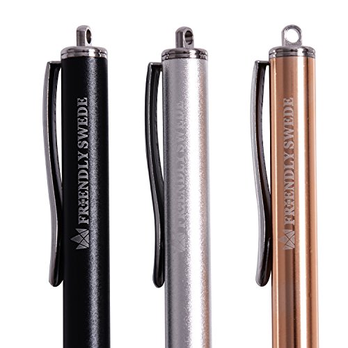 3er-Set The Friendly Swede - Touchscreen-Eingabestift Stylus mit dÃ¼nnerer Spitze 3x Ersatzspitzen 2x AnhÃ¤ngern und 1x Reinigungstuch (Gold / Silber / Schwarz)