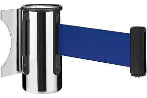YYWJ Queue Barrier Belt, Wall-Mounted Security Rope Barrier, 2/5m Retractable Pillar Safety Barrier Belt for Playground Park Hotel Crowd Control (Blue 2m)