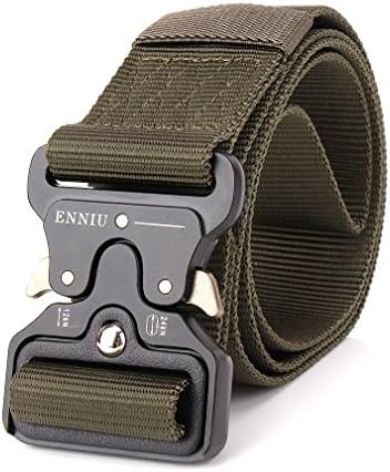 Mens Tactical Belt, W/1.7 Military Nylon Waist Belt with Metal Buckle Adjustable Combat Equipment Belt Heavy Duty Army Training Carry Waist Belt (Green Army)
