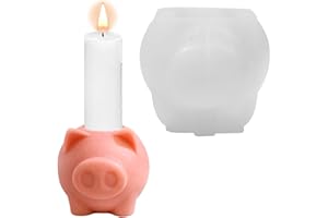 QUVBKZ Big Nose Pig Silikonform Kerzenhalter, Silikonformen Gießformen, Süße und Kreative Silikonform Kerzenformen zum Gießen von Kerzenhalterform, Heimdekoration, Desktop-Ornamente (Weiß)
