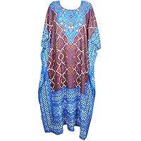Mogul Interior Women Kaftan Dress Multi Beach Lounge Kimono Sleeves Caftan One Size