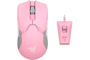 Razer Viper Ultimate with Charging Dock - Ambidextrous Esports Gaming Mouse Powered by HyperSpeed Wireless Technology (Focus+ 20K Optical Sensor, 74g Lightweight, RGB Chroma) Quartz Pink