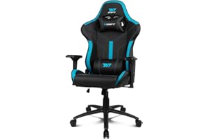 DRIFT GAMING DR350 – Silla Gaming Ergonómica Profesional con Reposabrazos 4D, Cojines Lumbar y Cervical, Inclinable 135º, Ruedas Silenciosas – Negra/Azul