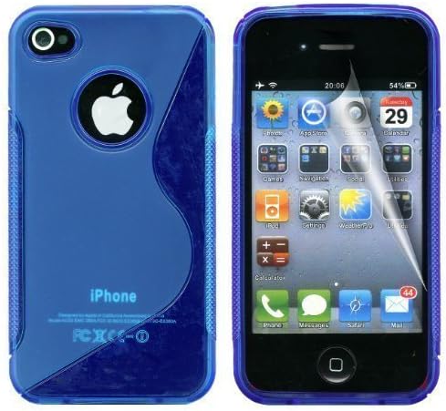 Gadgeo Blue Gel Silicone TPU Case Cover for Apple iPhone 4 & 4S with Screen Protector and Cleaning Cloth