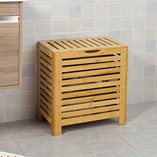 SoBuy® Wäschetruhe,Wäschekorb,Wäschebox, Wäschesammler Wäschetonne,mit Deckel, Natur, FSS48-N - 8