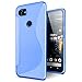 Price comparison product image SLEO Case for Google Pixel 2 XL Case [Exact-Fit] Case for Google Pixel 2 XL [Tactile Series][Scratch-Resistant] Translucent Clear Rubber Soft TPU Matte Case Cover for Google Pixel 2 XL (Blue)