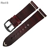 Comradesn Ersatzarmbänder Vintage Lederband Uhrenarmband Fettleder Uhren Zubehör Armband 20 Mm 22 Mm 24 Mm Rot Armband für Longines