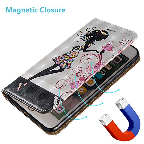 Galaxy S6 Edge Schutzhülle,Samsung S6 Edge PU Lederhülle Tasche,Sunroyal Cool Schwarz Mädchen Blumen Schmetterling Muster Bookstyle Brieftasche Flip Buchstil Wallet Case Protective Cover Etui Handytasche Schale Weichen Silikon Magnetverschluß mit Standfunktion und Karte Halter für Samsung Galaxy S6 Edge + Kristall Bling Diamant Anti Staub Schutz Stecker Stöpsel + Stylus Stift Touch Pen - 7