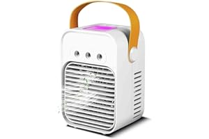 RAOFUO Mini Portable Air Conditioner, Evaporative Cooler Humidifier Purifier Air Cooler Air Conditioner 3-Speed Air Cooler w/ 7 Color LED for Home Office