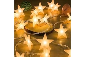 Uping Guirlande Lumineuses 30 Etoiles Led à Piles 4,65m Décoration Intérieur/Eextérieur pour Jardin Fête Soirée et Cérémonie(Blanche chaude)