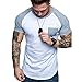 Produktbild Rosennie Herren Kurzarm T-Shirt Männer T-Shirt Sommer Slim Fit Patchwork T-Shirt Top Bluse mit Tasche Mode Rundhalsausschnitt Hemd Fitness Casual Lose Oversize Sweatshirts