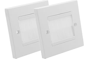 Batheidon Multimedia Wanddose, Kabeldurchführung mit Bürstenabdeckung, Unterputzdose für TV, Lautsprecher, Internetkabel, geeignet für Standarddosen, 80x80mm, einfach zu montieren，weiß