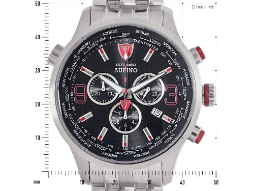 DETOMASO Men's Aurino Quartz Watch with Black Dial Analogue Display and Silver Stainless Steel Bracelet DT1061-E