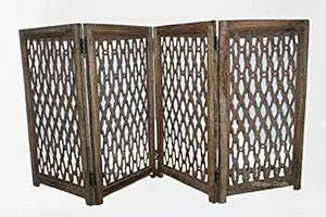 Samrat Art Store Freestanding Fold-able Safety Gate for Child, Step Over Fence, Kids Safety Gate for The House, Doorway, Stairs, Extra Wide (Espresso, 24X72 inch 4 Panels)