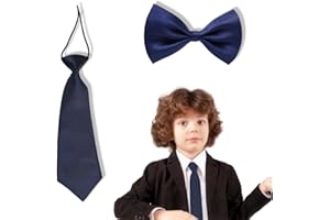 COYUN Pajarita Infantil, Corbata para Niños, Pajarita y Corbata Pre-Atada Ajustables de Seda para Graduaciones y Bodas,¡Ideal para cualquier ocasión especial,Azul Marino