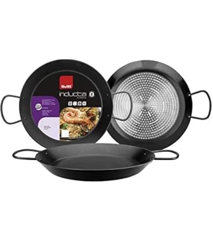 Poêle à Paella Induction 36 Cm 4BIG.fun - Pour 6-7 Personnes, Antiadhésive, Avec Spatule En Bambou