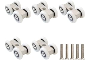 Zasvec Rollen für Schiebetüren 5 Stück Rollwagen für Schiebetore Schiebetür Beschlag Laufrollen Schiebetür Kugelgelagert für 20mm Laufprofil 4 Rollen Laufrollen 42x21,5mm