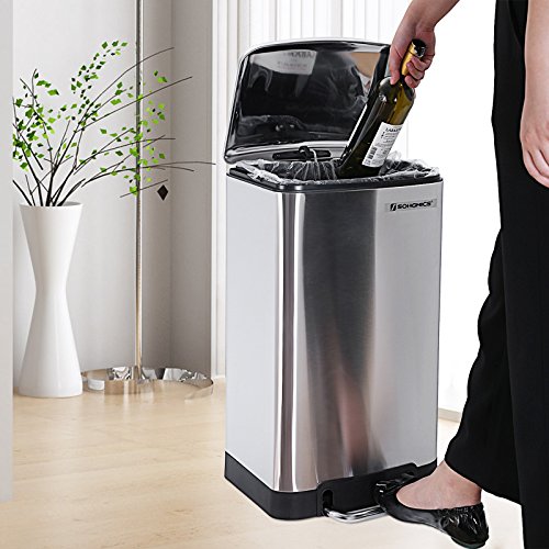 Songmics Mülleimer Abfallbehälter für Küche 30 L Treteimer Edelstahl mit Pedal LTB01L - 4