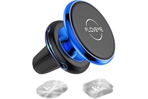 FLOVEME KFZ Handyhalterung Auto Magnet Lüftung, Universal Handyhalter Auto Zubehör mit 5 Starke Magnet 4 Metallplatten, Kompatibel für iPhone Samsung Huawei - Blau