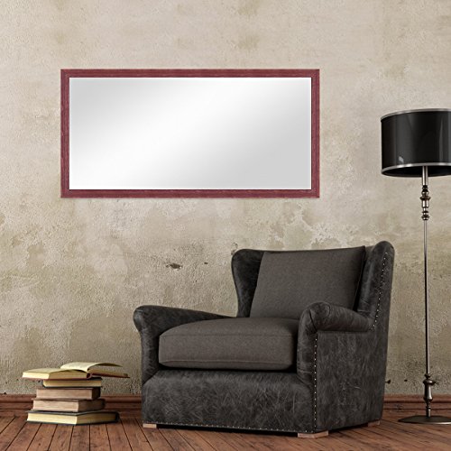 Wand-Spiegel 56×106 cm im Holzrahmen Rot-Braun Shabby-Chic Vintage / Spiegelfläche 50×100 cm - 4