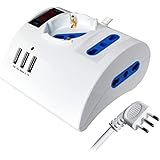 Ewent Multipresa da Scrivania/Tavolo con 3 Posizioni con 3 Porte USB e Interruttore On/Of,Presa con Interruttore Automatico d