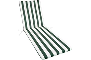 GHIOCUSCINI Cuscino, per Sdraio, per Lettino Prendisole, per Esterni, da Giardino Lunghezza cm 73+110 Larghezza cm 57 h. 6 cm SFODERABILE COT/Poly (Rigato Verde)