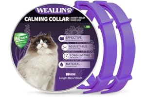 WEALLIN Collare Calmante per Gatti, Regolabile e Impermeabile Collari Calmanti, 60 Giorni di Protezione, Rilievo di Ansia Collare ai Feromoni per Gatti di Taglia Piccola, Media e Grande(2pz, Viola