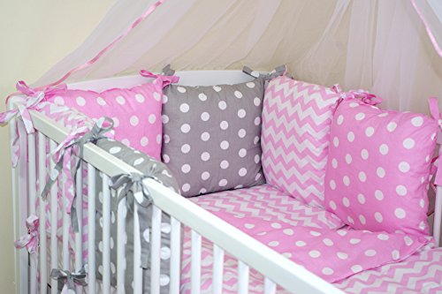 NEW 12 PCS BABY BEDDING SET FOR COT / COTBED with PILLOW BUMPER (COLOURS 28-54) (to fit cotbed with mattress size 140x70, 46)