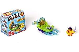 PIRATIX ADVENTURE WORLD PIRATIX, ADVENTURE WORLD Serie Shark Treasure, Speeder, Barco monoplaza de Piratix, Contiene Barco Sea Speeder, Piratix Sorpresa, Accesorio Cristal, Tesoro Efecto Cristal