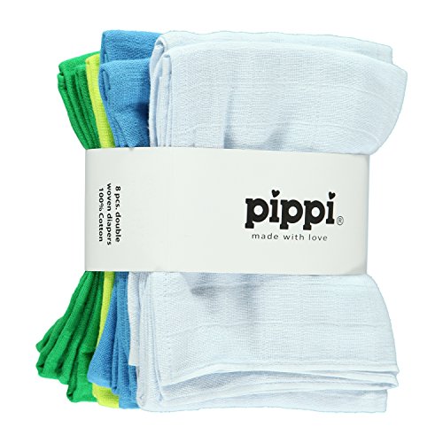 Pippi Baby Boys Diapers Solid 8 Pack Scarf, Green, One Size (Manufacturer Size:70*70 cm)