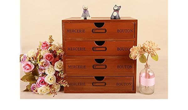 Generic 4 Drawers Natural Color Wood Multilayer Drawer Type