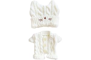 niannyyhouse Vêtements de poupée en peluche de 20 cm, chapeau de chat, grenouillères en fil de laine, accessoires de poupée (B)