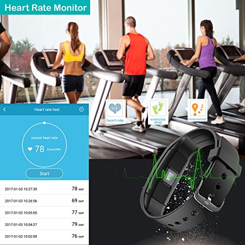AsiaLONG Fitness Armband mit Pulsmesser Wasserdicht Fitness Tracker Aktivitätstracker Schrittzähler Uhr mit Herzfrequenz / Schlafanalyse / Kalorienzähler / SMS SNS Wecker Vibration für Android und IOS Smartphones - 5