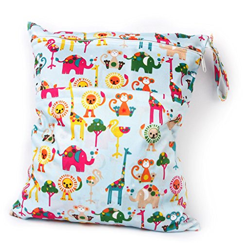 Preisvergleich Produktbild Baby Wasserdichtem Reißverschluss Wiederverwendbare Stoff Wickeltasche Snap Tote Bunte Tiere Muster