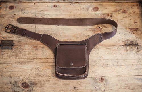 Brown Leather FANNY PACK // Mens Leather Belt Bag // Leather Hip Pouch unisex // Black Pouch Belt for men // Bum Bags &amp; Fanny Packs SQUARE