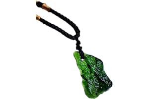 Michear Moldavite Crystal Stone Necklace,Irregular Stone Pendant Artificial Green Glass Meteorite Energy Gift