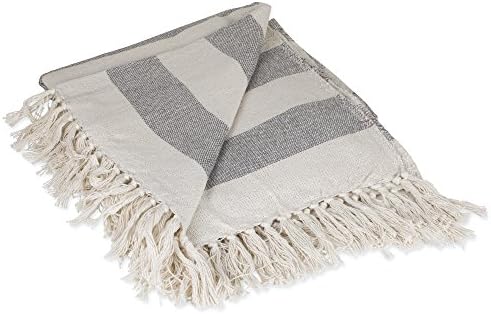 DII Cabana Stripe Throw, Cotton, Gray, 50x60