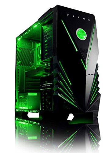 VIBOX Nuclear Komplett-PC Paket 9 Gaming PC – 4,2GHz AMD 8-Core Prozessor, RX 460 GPU, leistungsfähig, Desktop Gamer Computer mit Spielgutschein, 22″ HD Monitor, Tastatur & Mouse Set (DE QWERTZ), Windows 10, Grün Innenbeleuchtung, lebenslange Garantie* (3,3GHz (4,2GHz Turbo) Superschneller AMD FX 8300 Octa-Core Prozessor CPU, MSI AMD Radeon RX 460 2GB Grafikkarte, 16GB DDR3 1600MHz RAM, 2TB (2000GB) SATA III 7200rpm Festplatte, 85+ Netzteil, Vibox grünes Gaming Gehäuse, AM3+ Mainboard) - 3